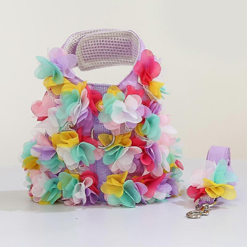 Small Medium Dog Dog Cat Pet Clothes Chest Harness Tow Flower Teddy Bichon Walking Dog Leash Supplies