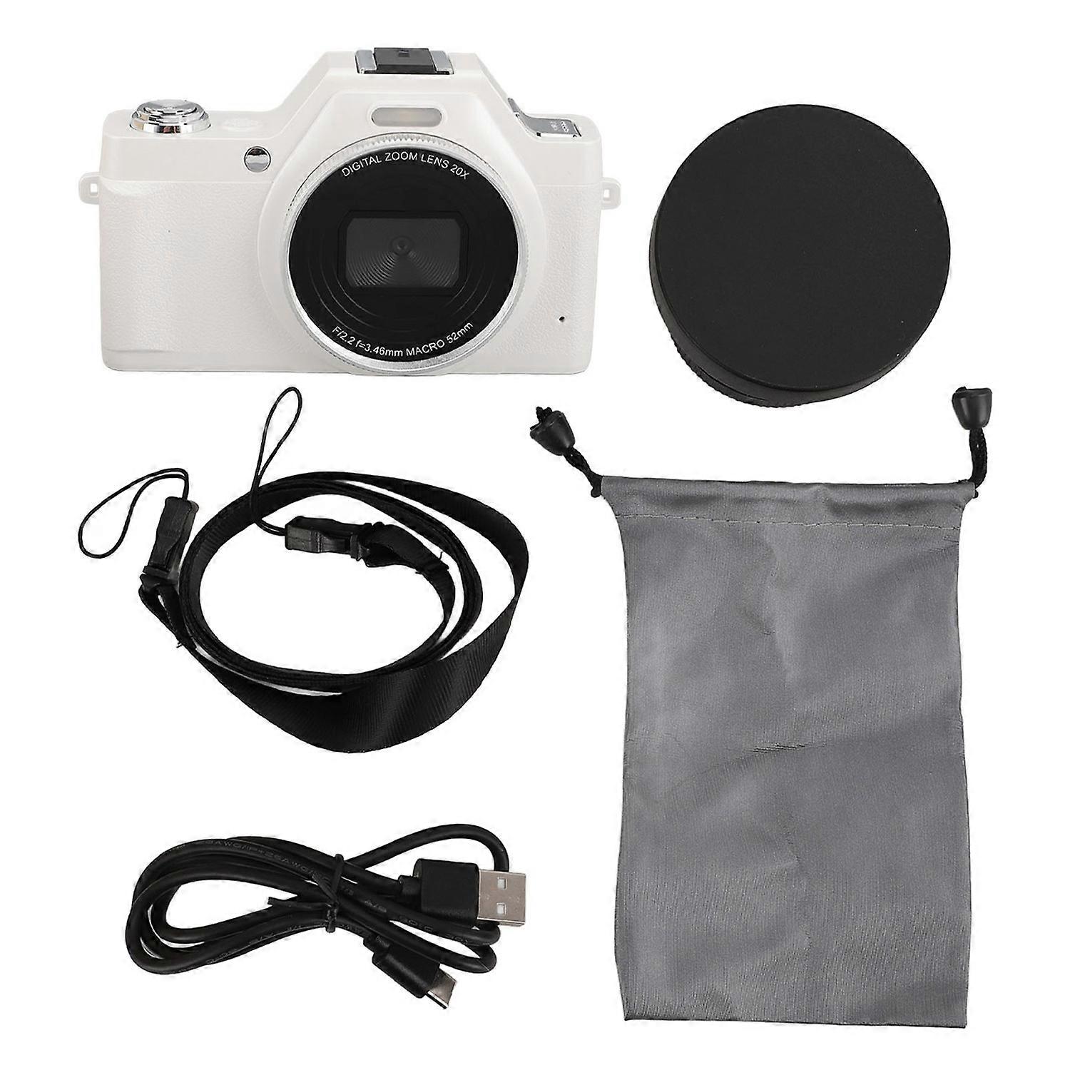 Digital Camera 2.88in LCD Display HD 4K Video 58MP Image Auto Focus 20x Zoom Portable Vlog Camera fo