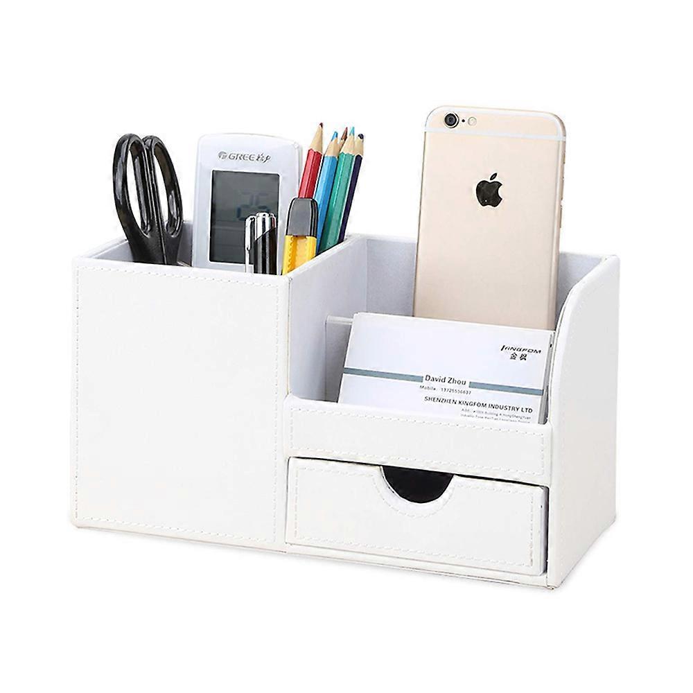 Multi-Functional Organizer Desk, Tissue Box Cover with Magnetic Top and Clear View Compartments for Nightstand, Bathroom, Vanity Countertop, Home,