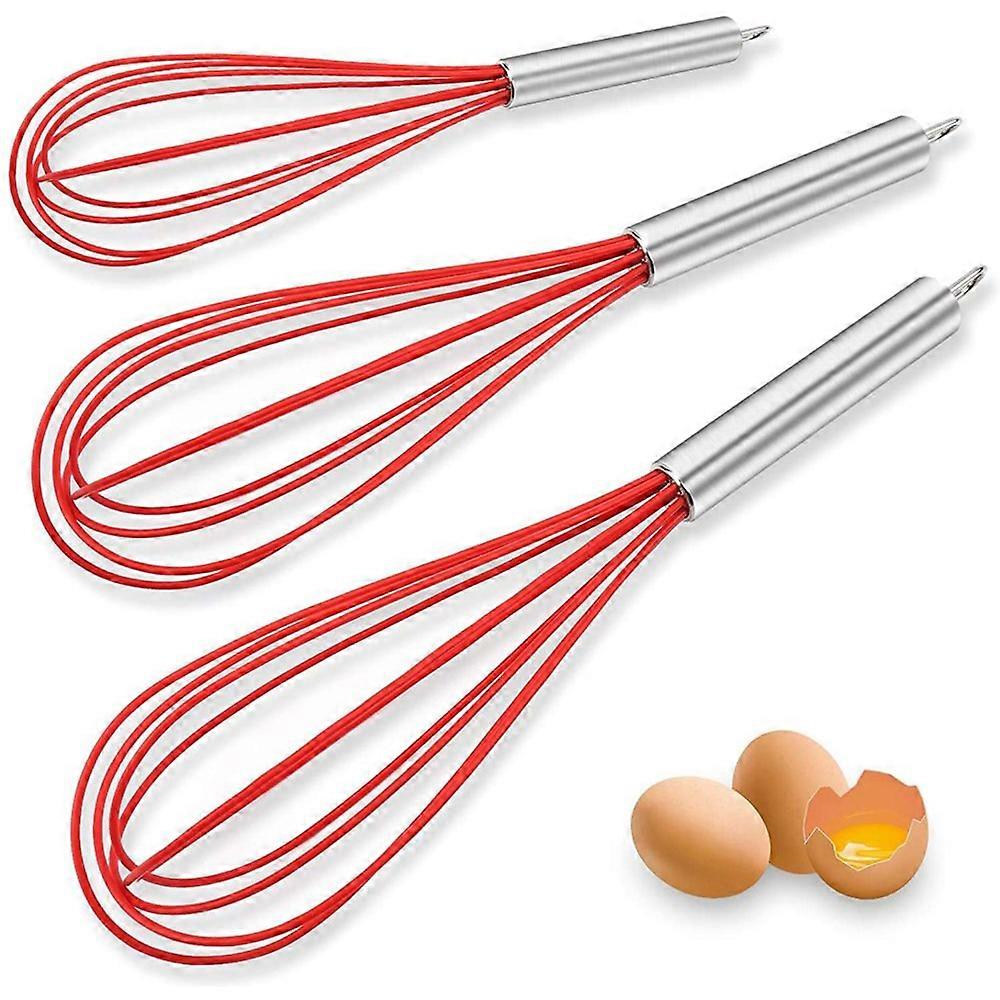 Silicone Whisk, Balloon Whisk Set, Wire Whisk, Egg Frother, Milk and Egg Beater Mixer Kitchen Utensils for Mixing, Whisk, Beating, Stirring,