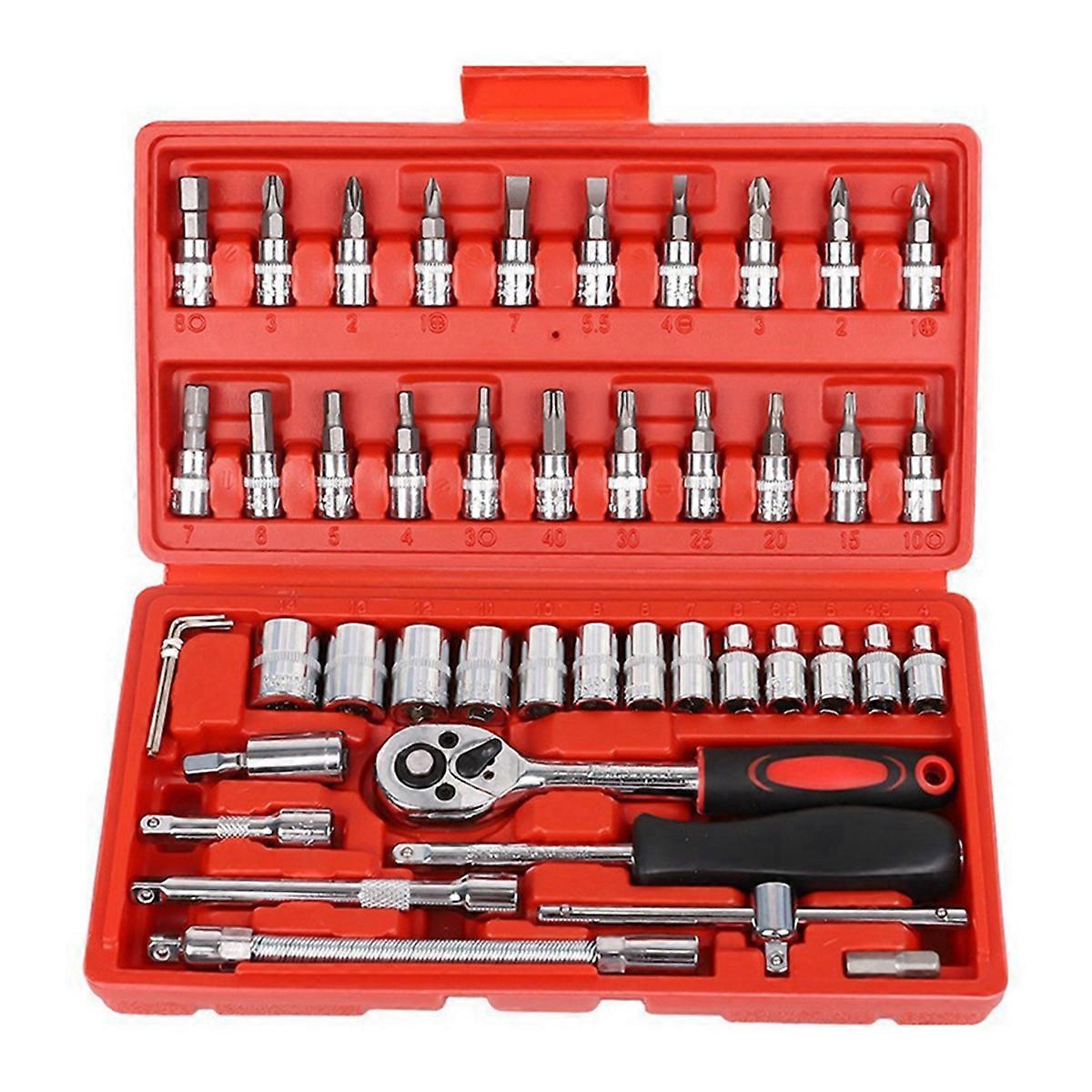 46 Piece/Set of Car Repair Tool Kit Socket Set Car Repair Tool red