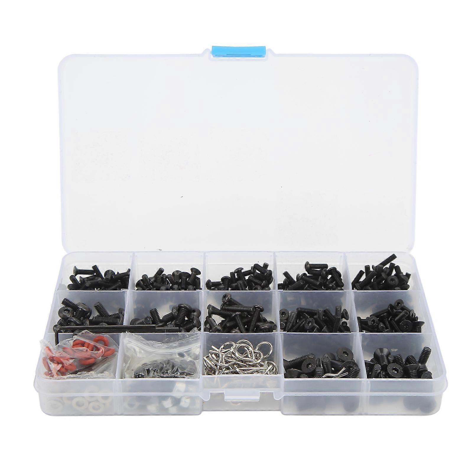 522Pcs RC Screw Kit High Hardness Clear Thread Screws Assortment Set with Storage Box for 1/8 1/10 RC Car Parts Maintenance