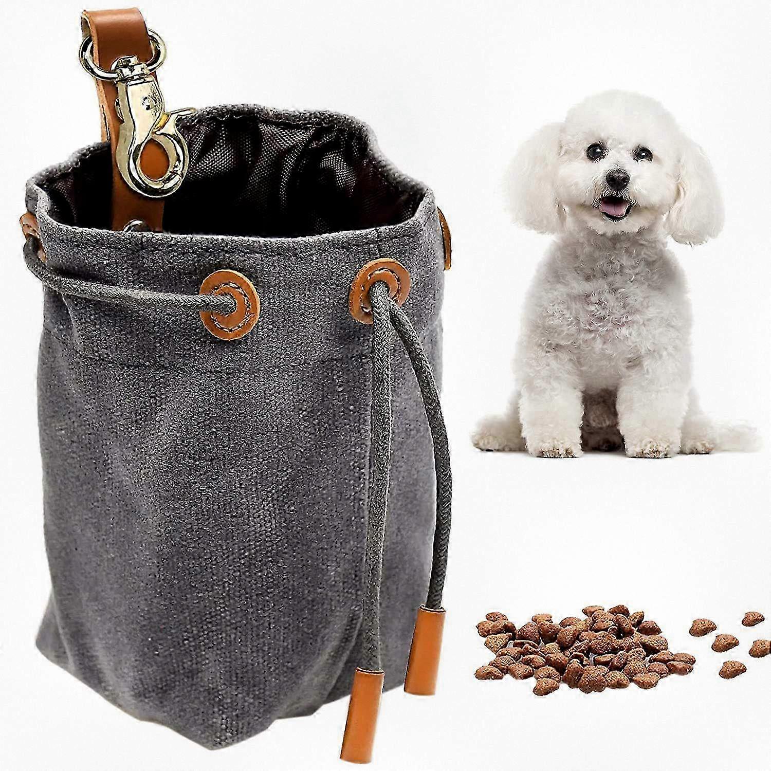 Portable Pet Snack Pouch with Adjustable Drawstring and Waist Clip for Training Rewards