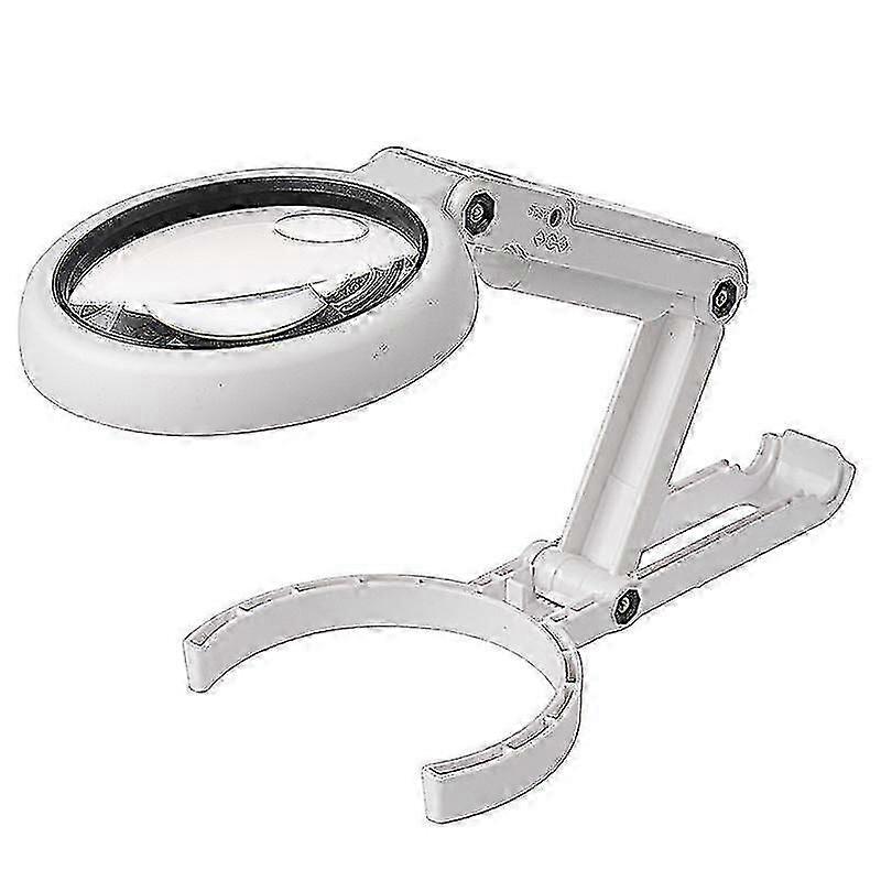 Folding handheld magnifying glass with light