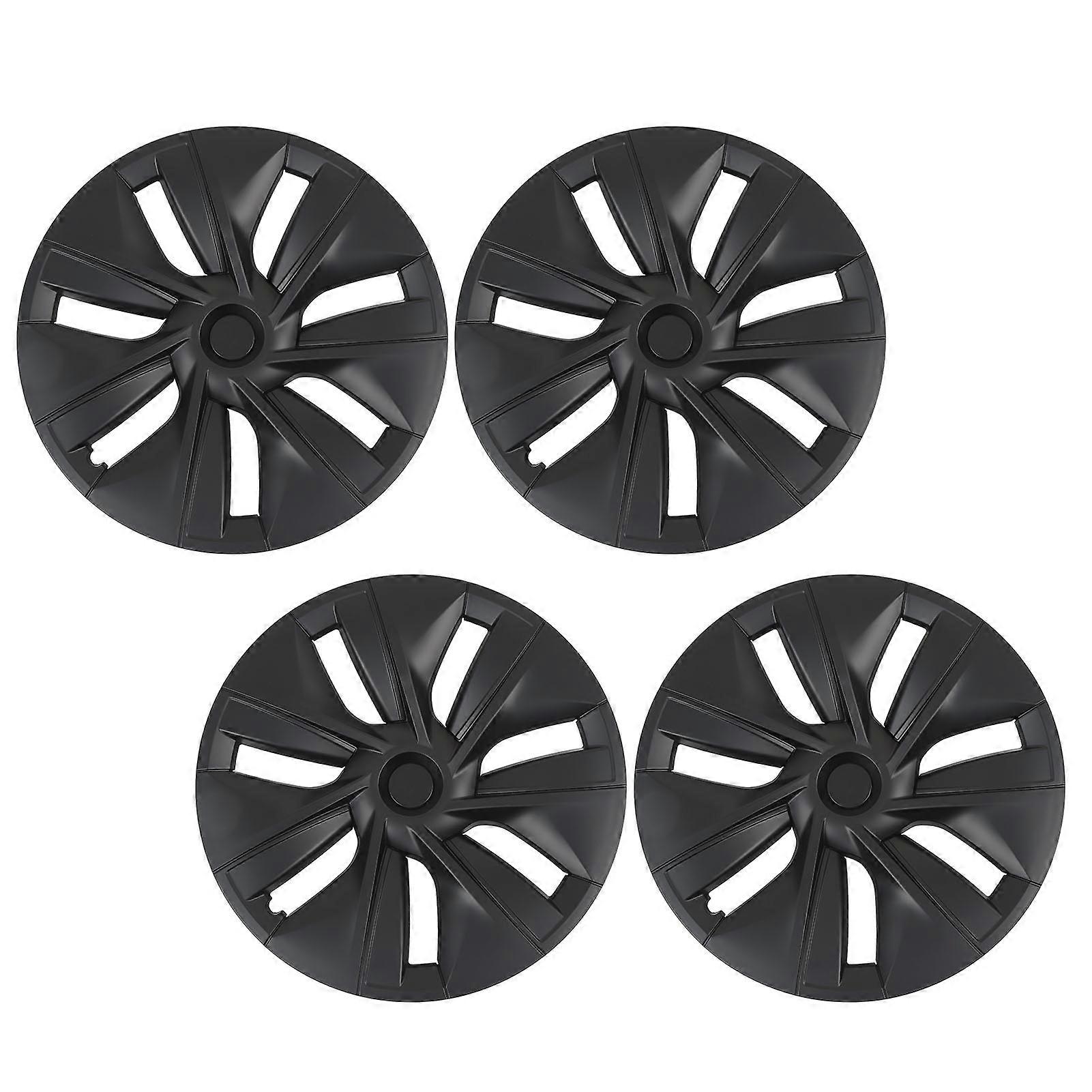 4pcs 19in Wheel Hub Cap Matte Black Anti Scratch Stylish Cool Replacement for Tesla Model Y 2020 to 2023 
