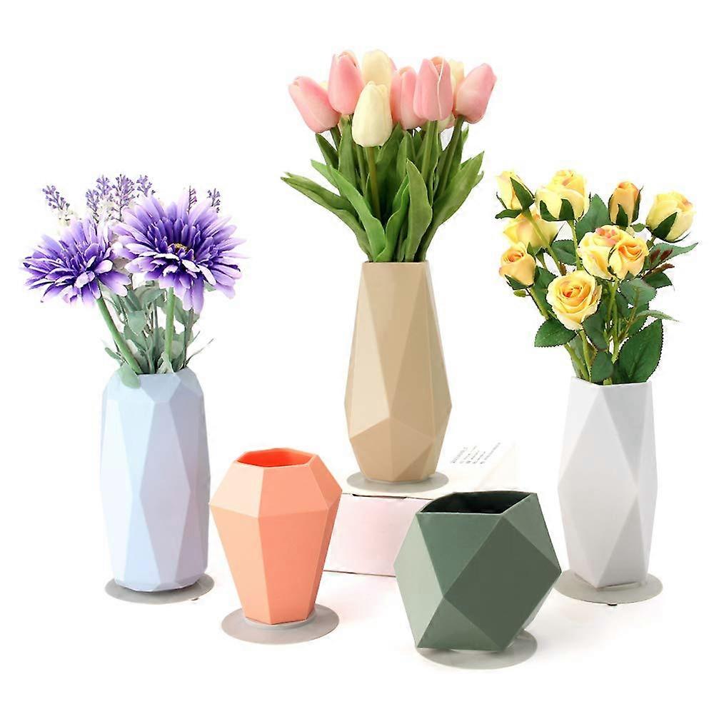 5 Set Geometric Silicone Flower Vase Modern Decorative Home Decor Small Size Flexible Material Multi-Color Options