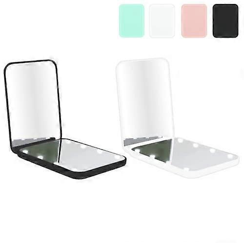 Compact Mirror 1x/3x Magnifying LED Travel Makeup Mirror 2-Sided Mini Lighted Pocket Mirror for Handbag Black White 2 Pack