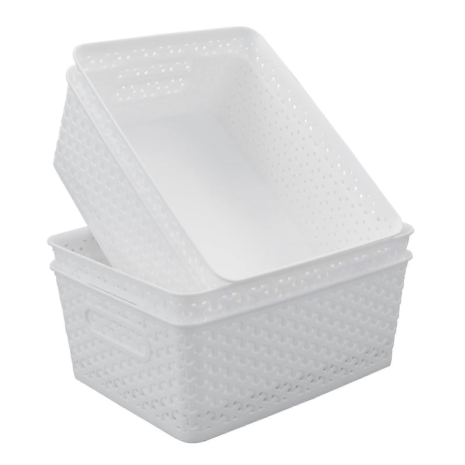 4 Pack Plastic Weave Basket for Storage