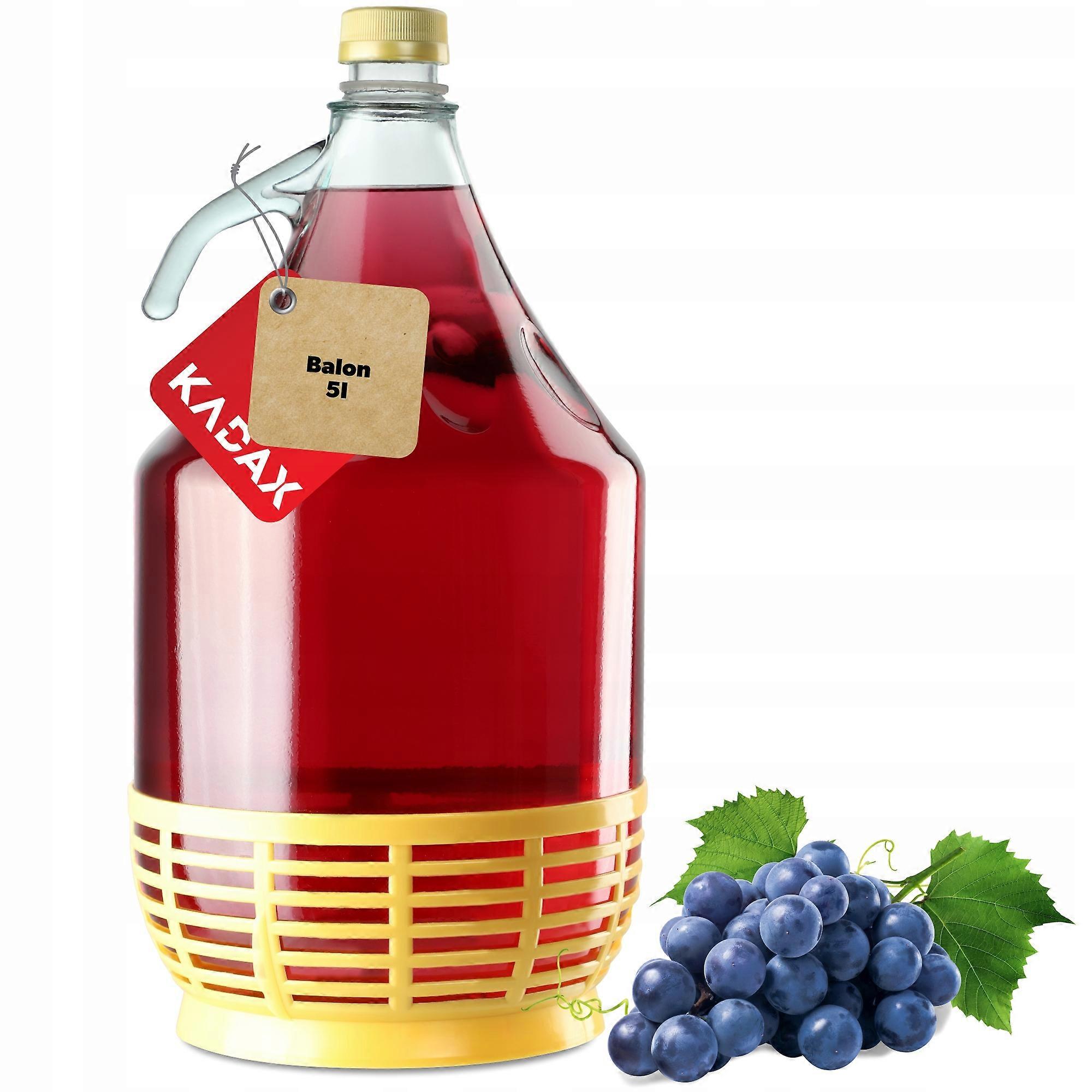 KADAX Wine Balloon 5L in a Basket with Closure