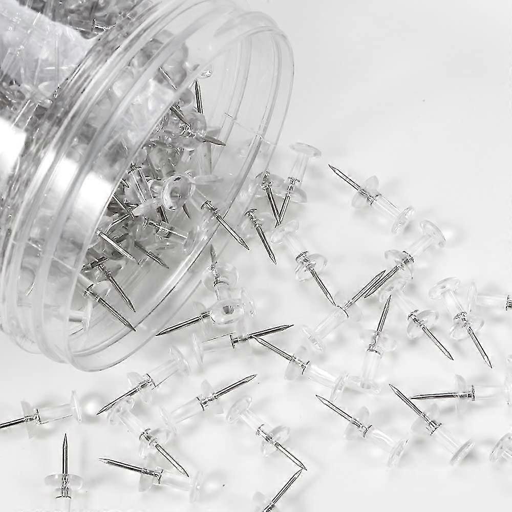 Push Pins 400 Count, Standard Clear Thumb Tacks Steel Point And Clear Plastic Head