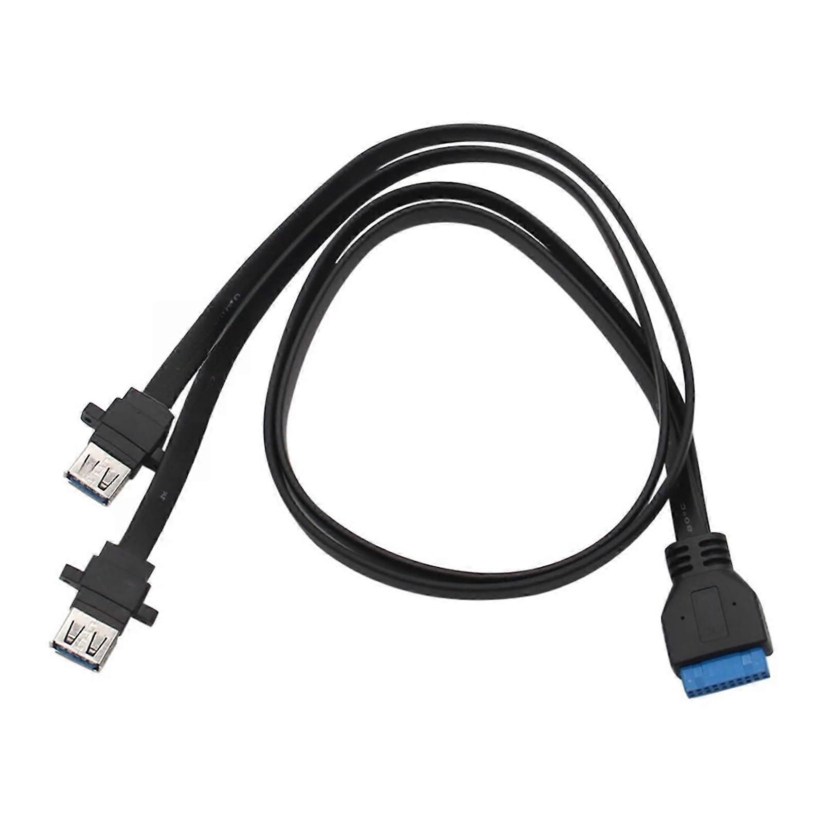 Wen ST 2Ports Dual USB 3.0 TY>pe A Female to 20 Pin Header Motherboard Adapter Cable Dual USB-A Ports Attach to computer's Front Panel(0.8m)