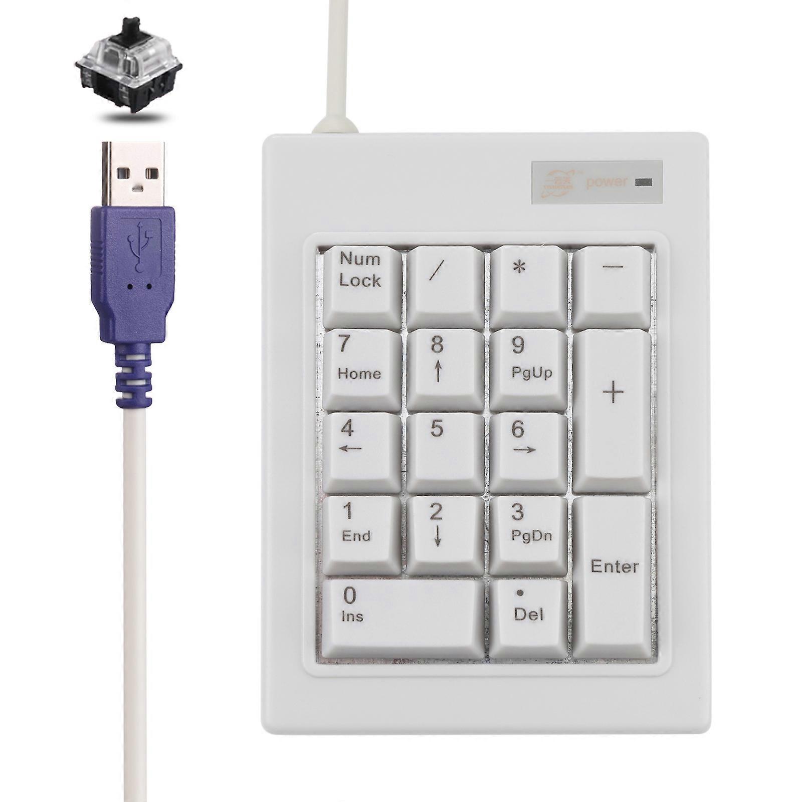 DX-17A 17-keys USB Wired Mechanical Black Shaft Mini Numeric Keyboard(White)