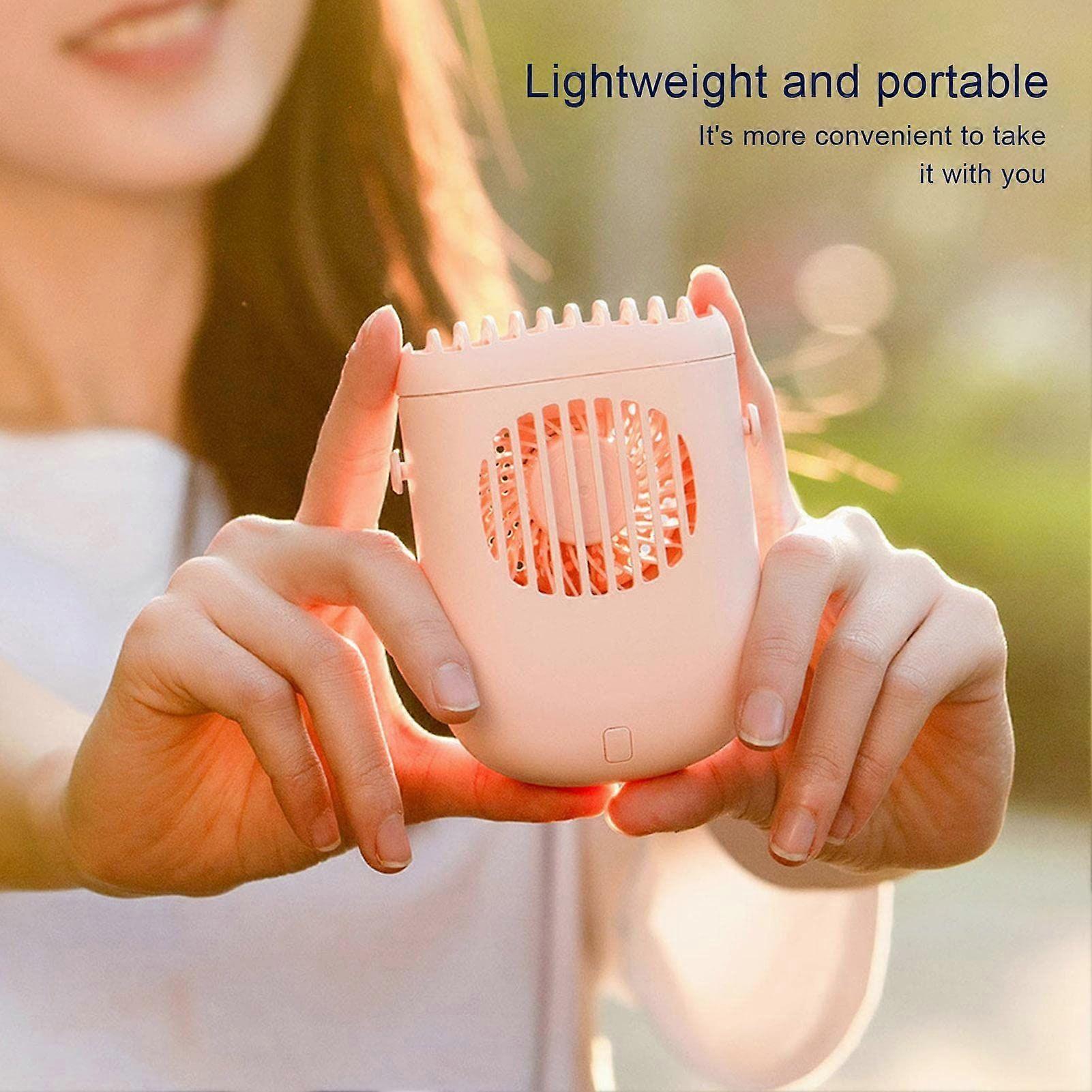 USB Rechargeable Portable Neck Fan (Pink)