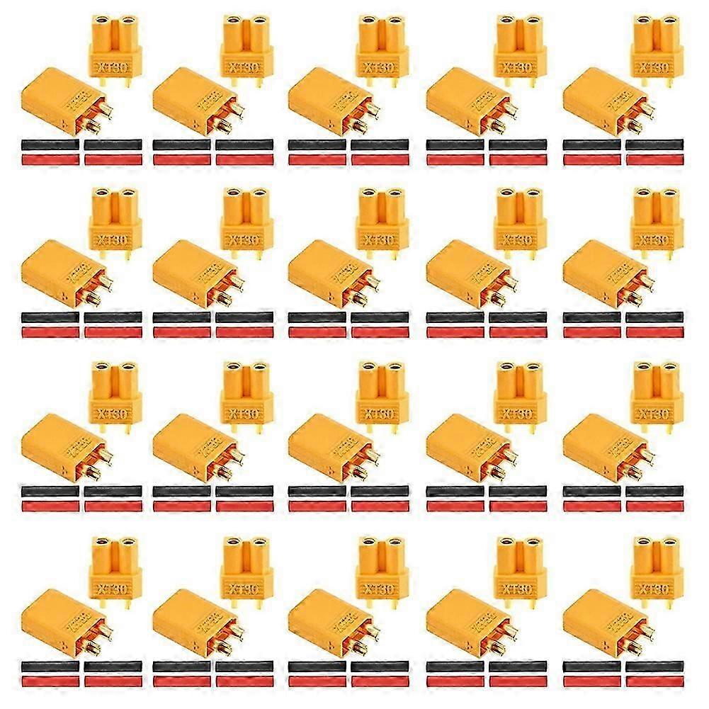 20 pares de conectores XT30 com 40 tubos retráteis para bateria RC