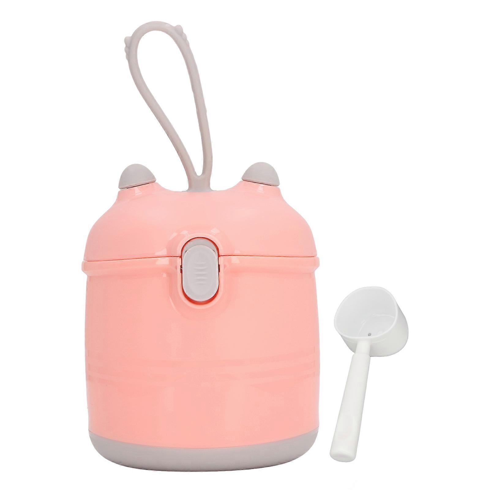 Box 2 Layers Portable Sealing Milk Powder Formula Dispenser Container with Spoon for Snack Pink Large