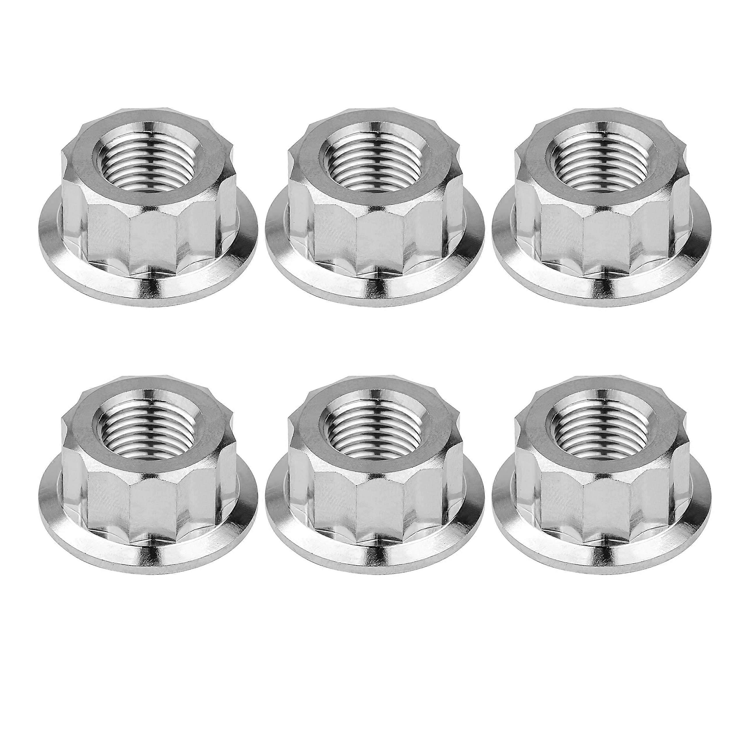 Titanium M5 M6 M10 12-Point Flange Nut Set for Motorcycle and Car Modification, Pack of 6, M8 Pitch 1.25mm