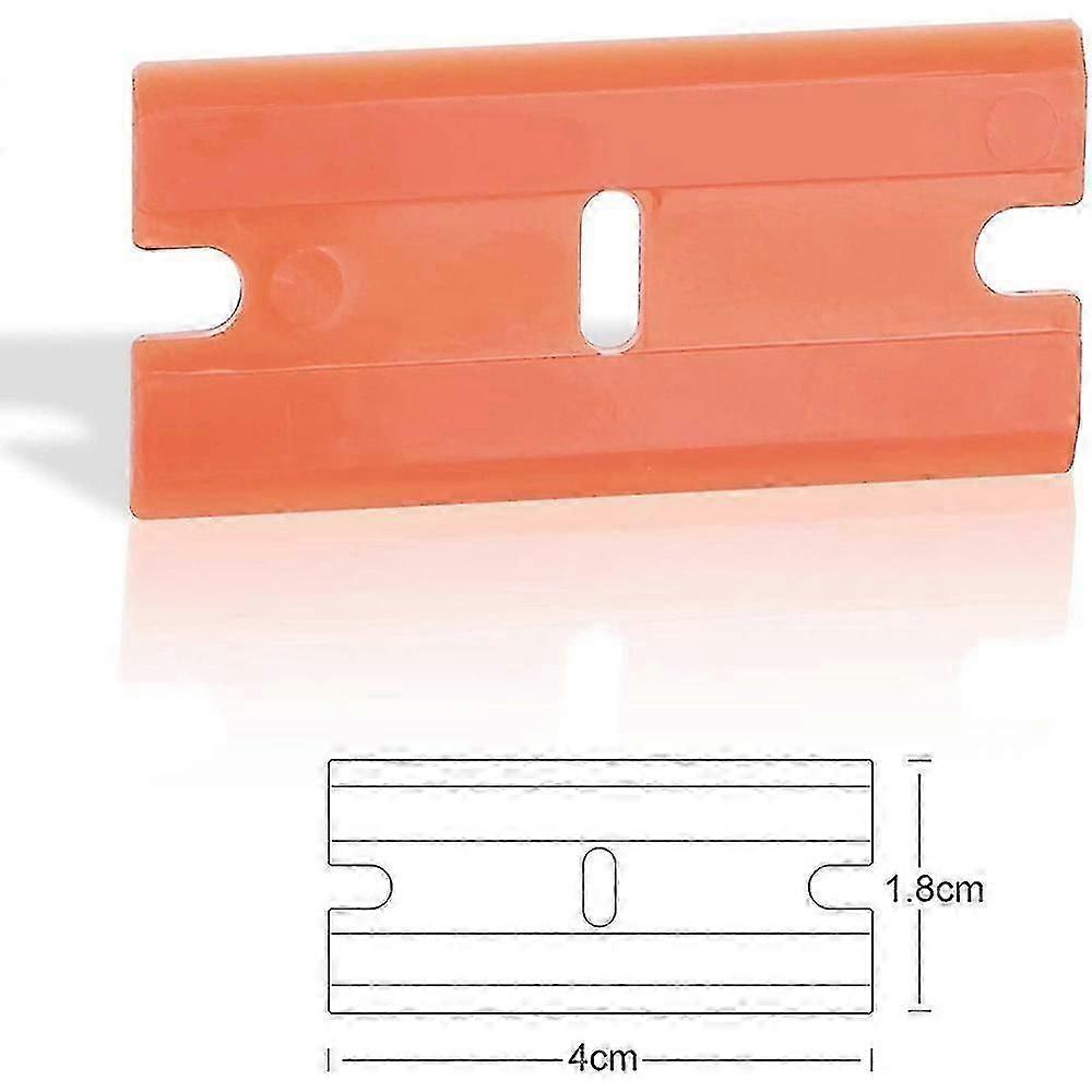 3pcs Plastic Razor Blade Scrapers & 100 Pcs 1.5 Inch Double Edge Plastic Razor Blades For Auto Wind (haoyi