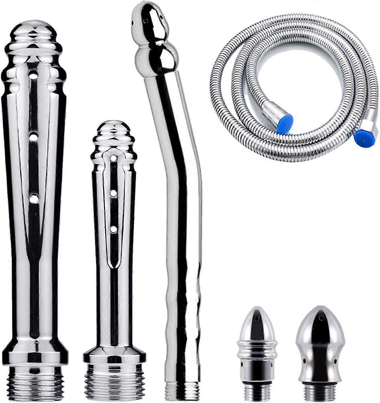 3 Pieces Enema Shower Shower with 3 Shower Heads, Shower Kit for Men + 150CM Shower Hose (Silver)