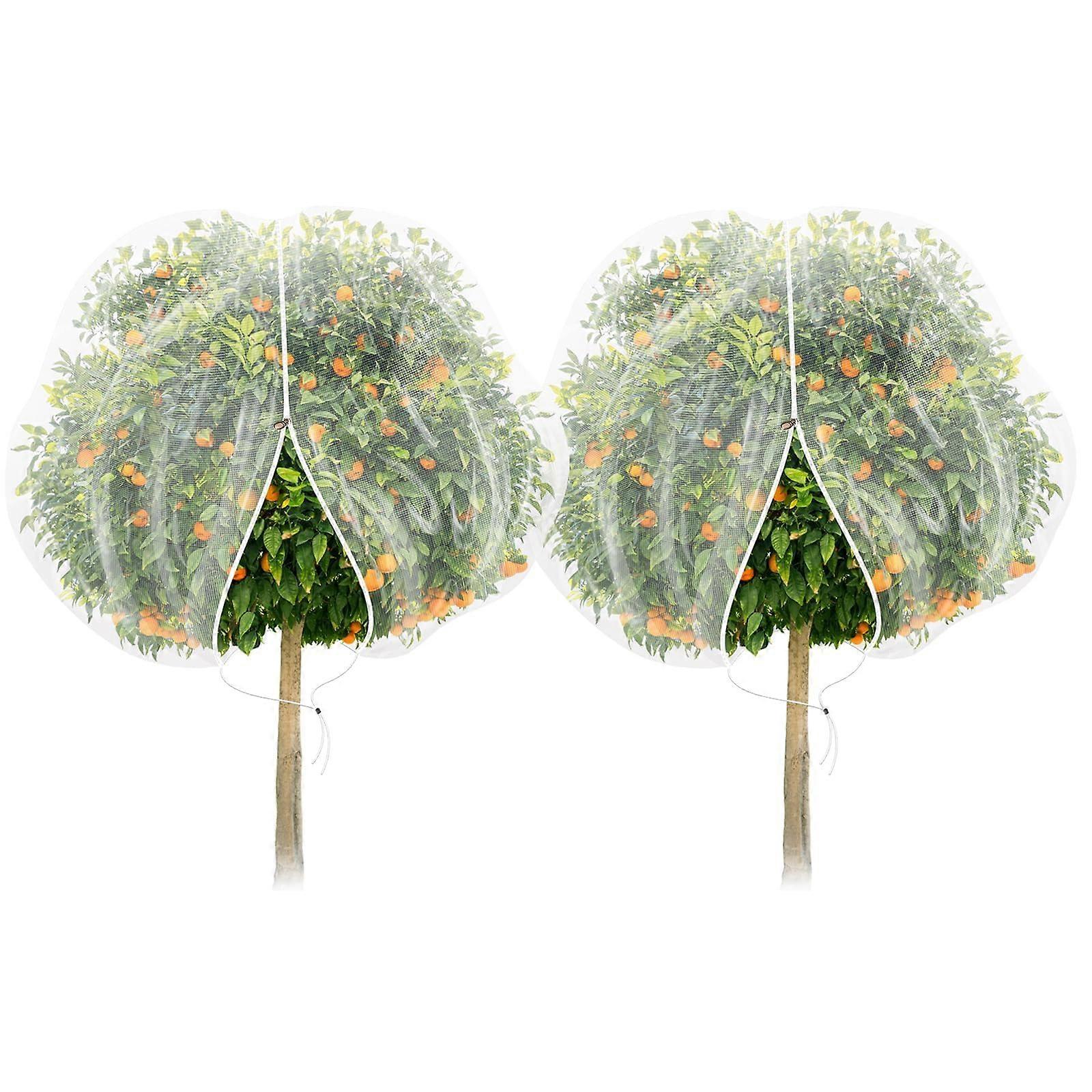 2Pack Garden Netting 10X10 Feet Insect Bird Cover for Tree Vegetables with Zipper Drawstring for Fruit Protection