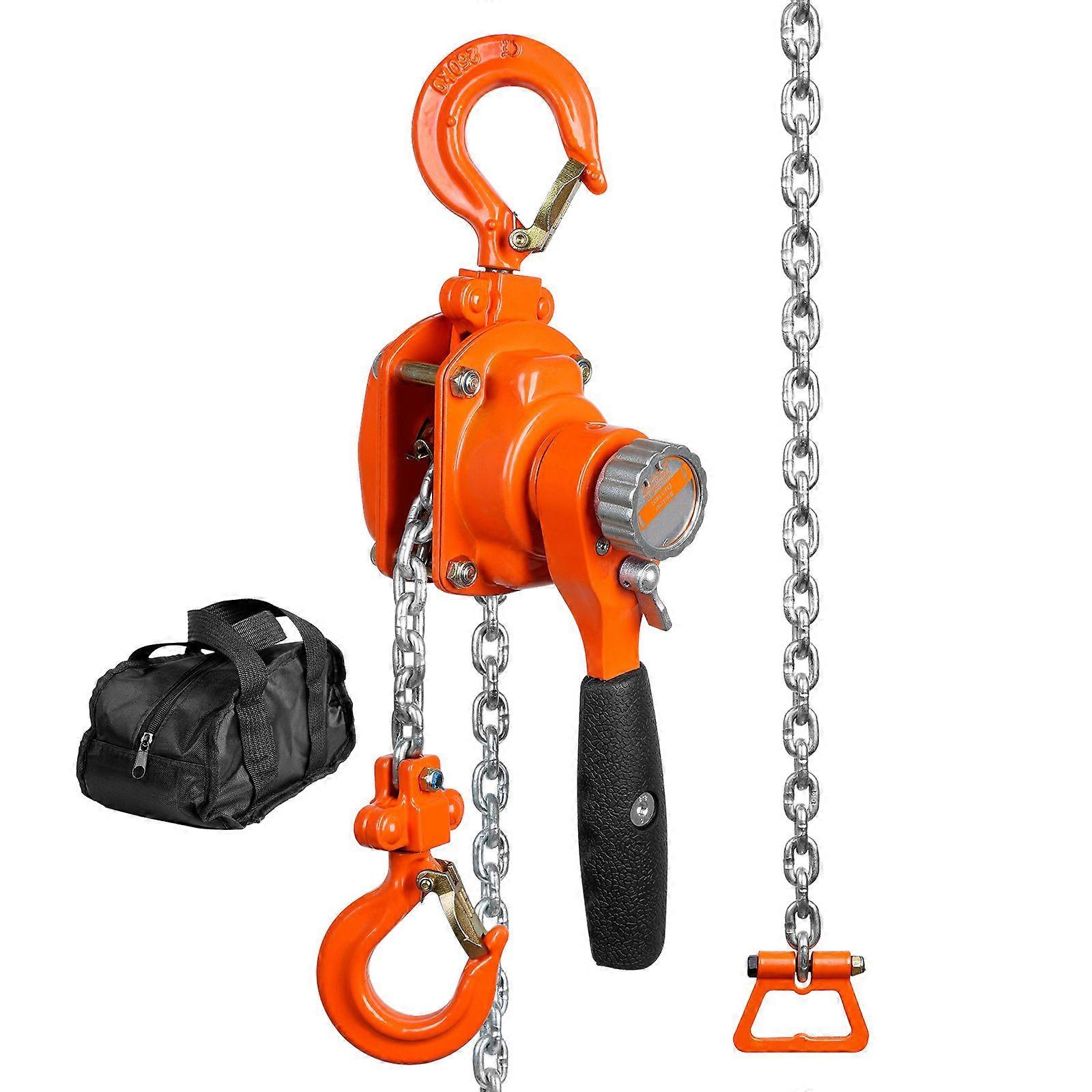 Manual Lever Chain Hoist, 1/4 Ton 550 lbs Capacity 5 FT Come Along, G80 Galvanized 360 Rotation Hook, for Garage Factory Dock