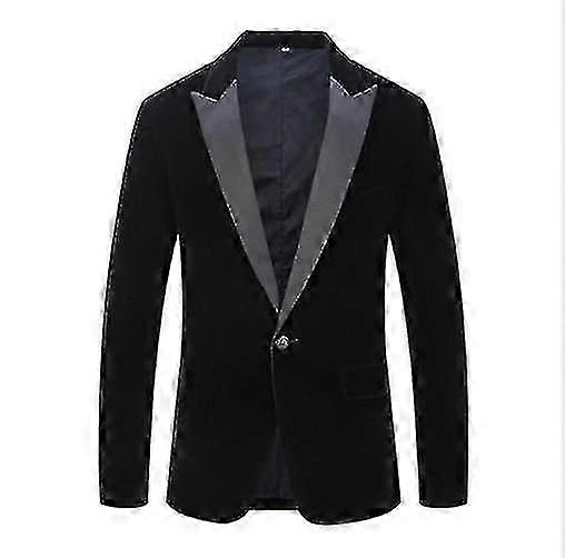 Men's Velvet Blazer Slim Fit Solid Tuxedo Jacket Business Casual Blazer 1.23