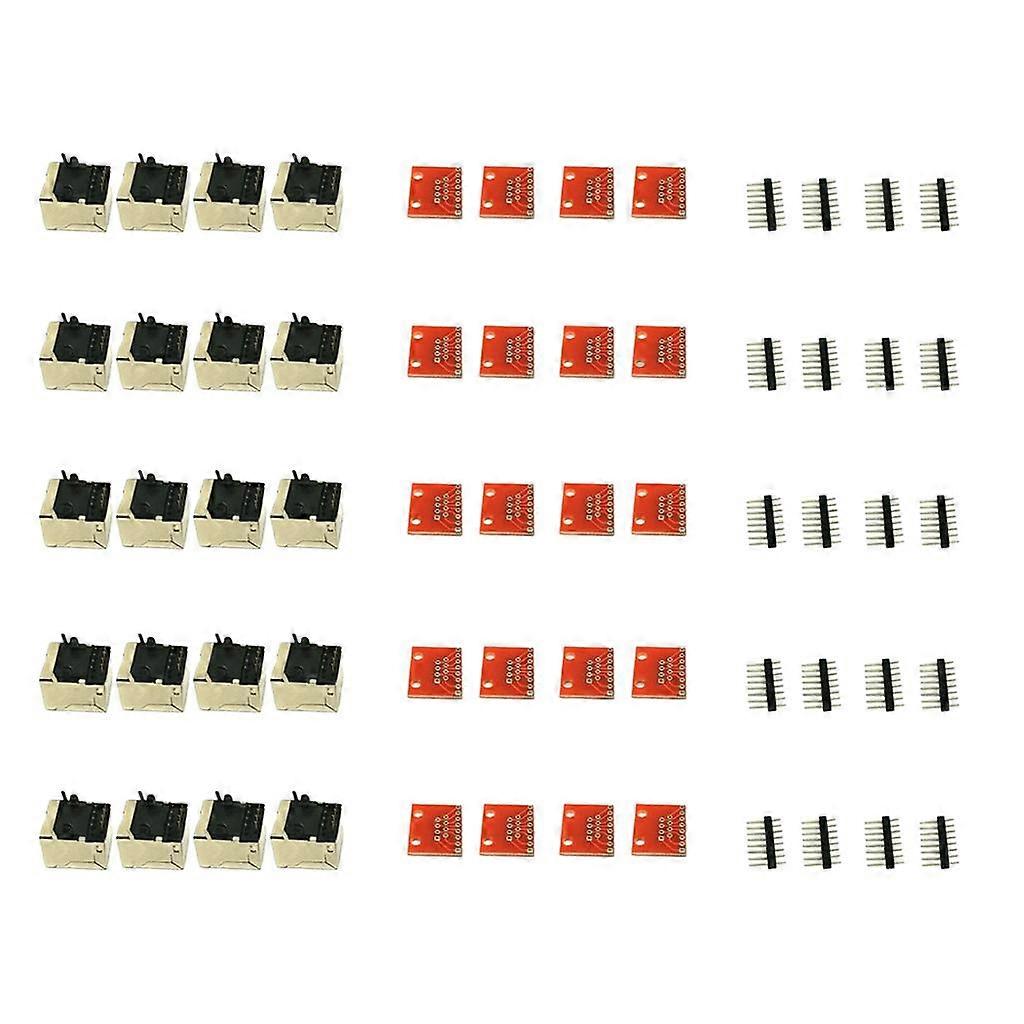 20x 8-P Pin Connectors with Board Adapter for Ethernet Jacks