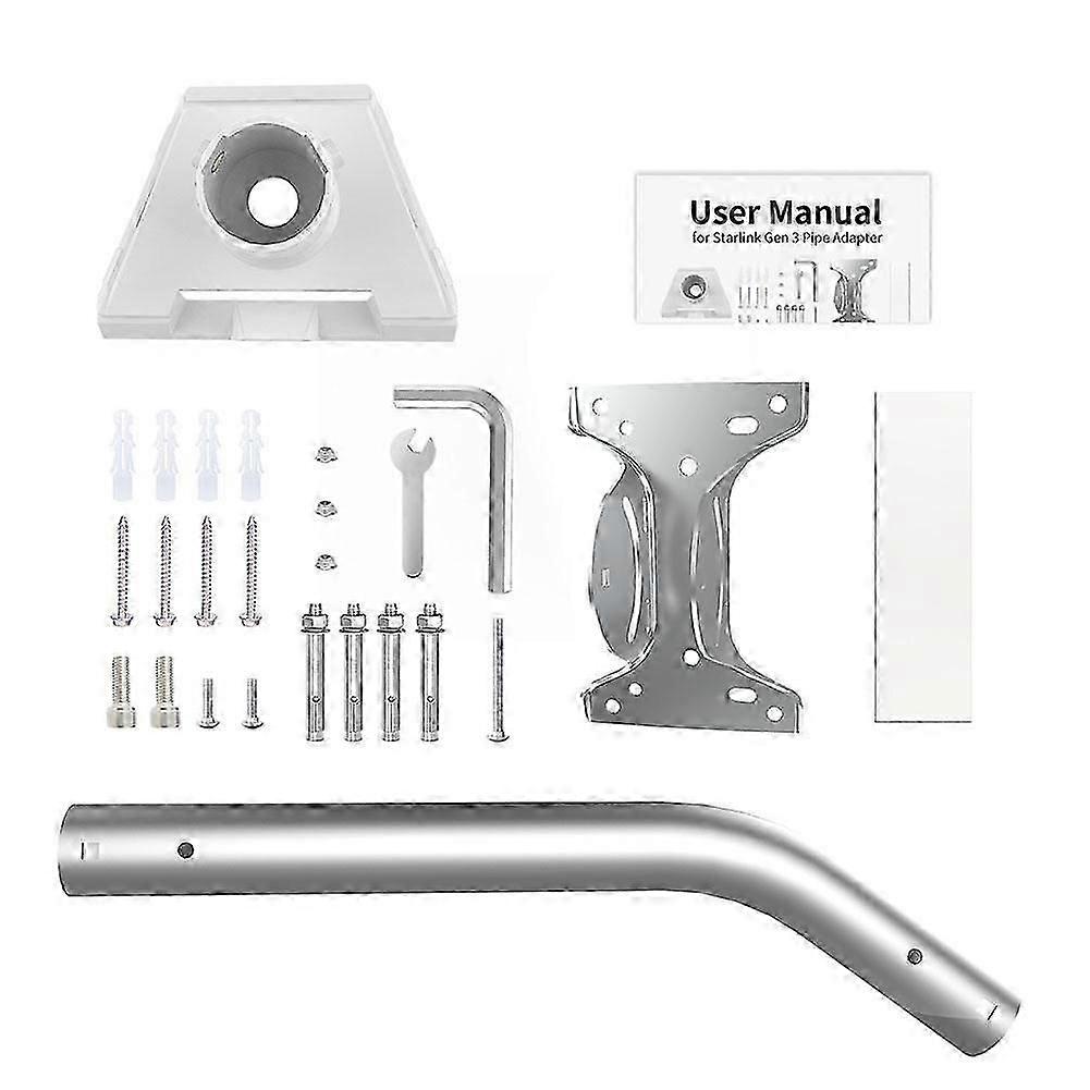 For Starlink Gen 3 Wall Mount Kit Pipe Adapter and Installation Bracket For Roof Top Exterior Wall Installation