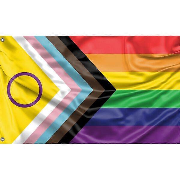 Intersex Inclusive Progress Flag Unique Design, 3x5 Ft / 90x150 cm4x6Ft/120x180 cm size TTQ1422