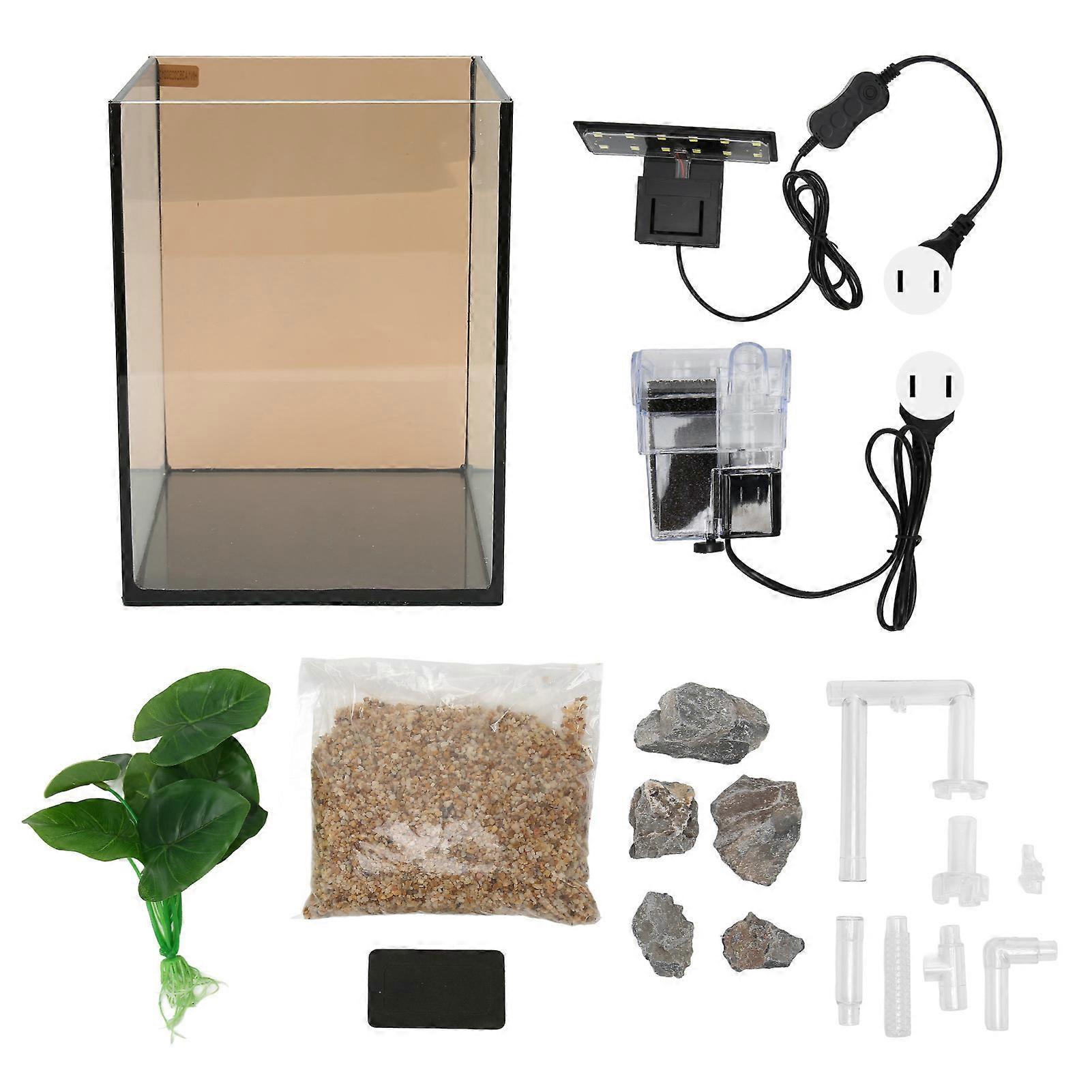 Aquarium Innovative Universal Small Fish Tank Starter Kit with Filter Pump LED Clip Light for Desktop Decoration