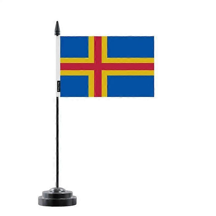 Table Flag - Åland - 14 x 21 cm - Polyester - Plastic Pole - Double-Sided Print