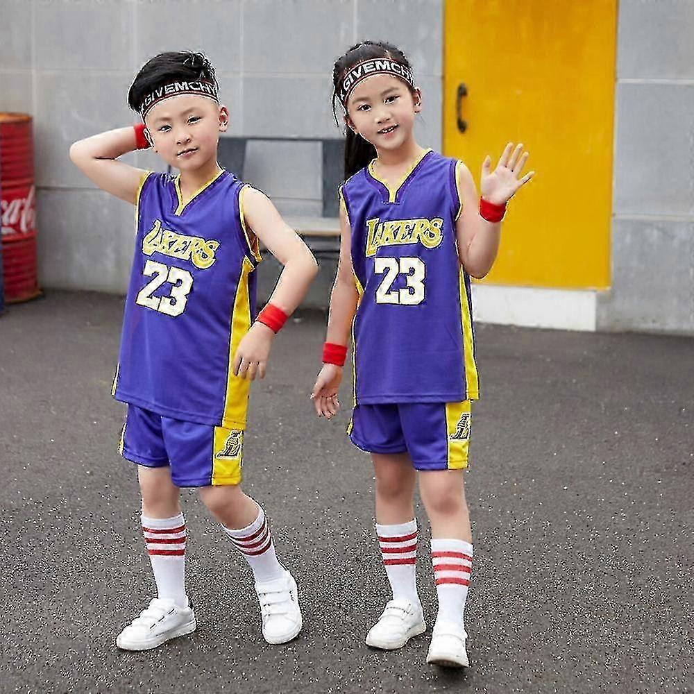 NEW s uniform set primary school jersey game te 23/24 boy girl Lakers 23 Basketball Jerseys Children