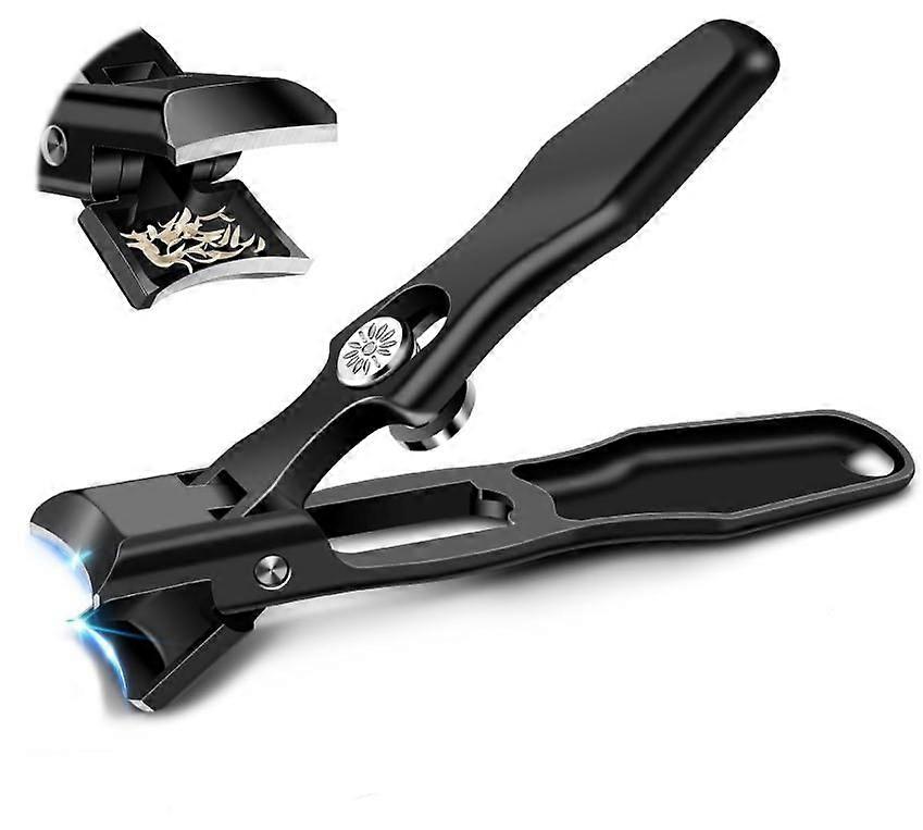 Professional Nail Clipper for Men, Large Jaw Opening Toenail Clippers with No Splash for Thick Nails, Toenail Clippers - Black