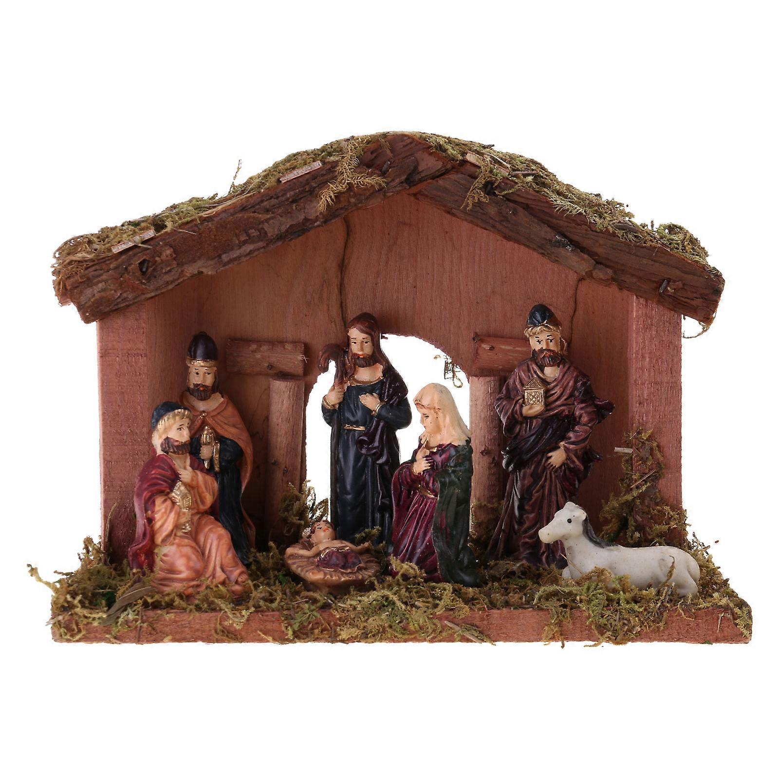 Religious Figures for Christmas Nativity Scene Set Resin Birth Statue Ornament Multicolor