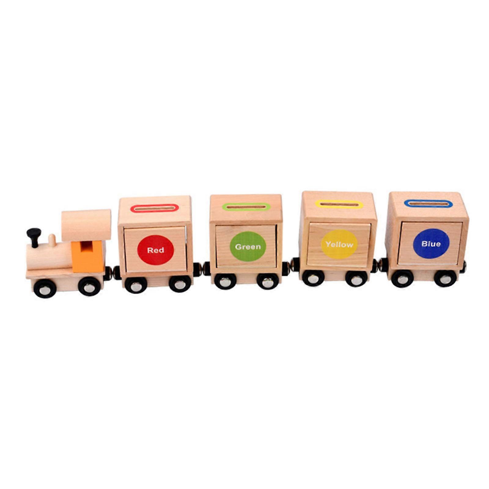 Toy Train for Children Pull Along Magnetic Train Shape Sorting Color Learning Lovely Cartoon Train Toy Early Learning