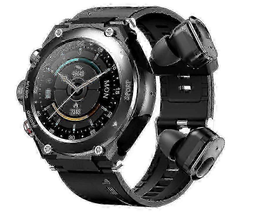 Smart Watch Men Tooth Headset Two-in-one Call, Music Playback Custom Dial Smart Watch Bracelet Ip68waterproofblack