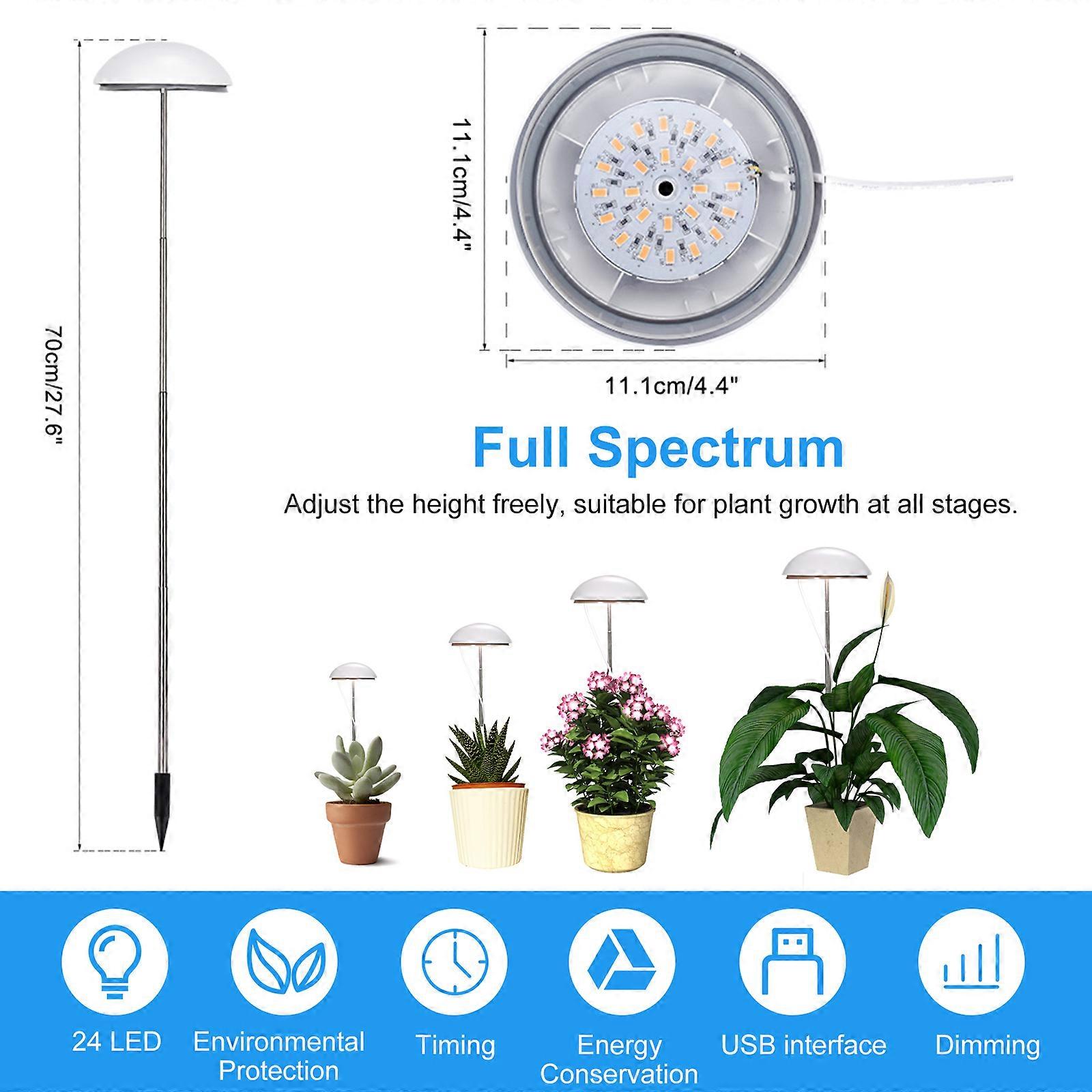 Neoglint LED Potted Plant Growing Lamp Full Spectrum Plant Grow Light Fill Light Height Adjustable 5 Dimmable Brightness for Indoor Plants