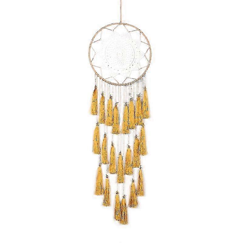Bohemian Style Dream Catcher Pendant Hanging Ornament Tassel Craft Decoration Suitable for Home Decor and Shop Display (Golden)