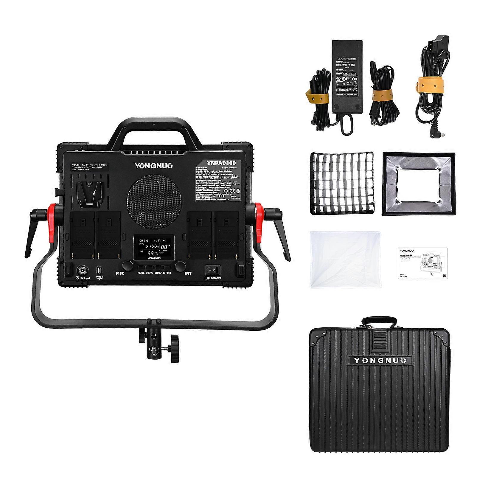 YONGNUO YN PAD100 LED Video Light - 100W, Adjustable Color Temp, Wireless Sync, Versatile Power