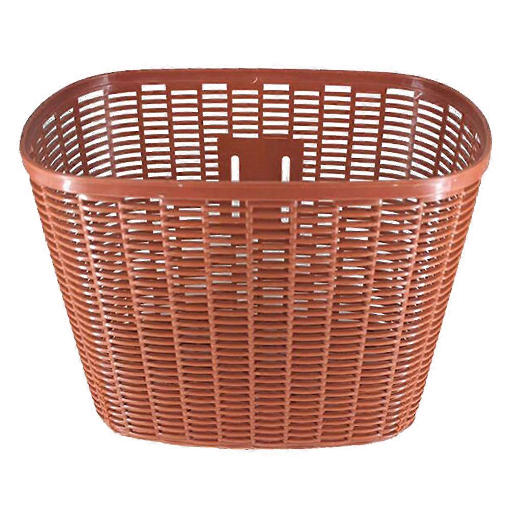 Rainproof Rust-proof Basket Front Handlebar Plastic Bike Basket Outdoor Accessory (Brown)