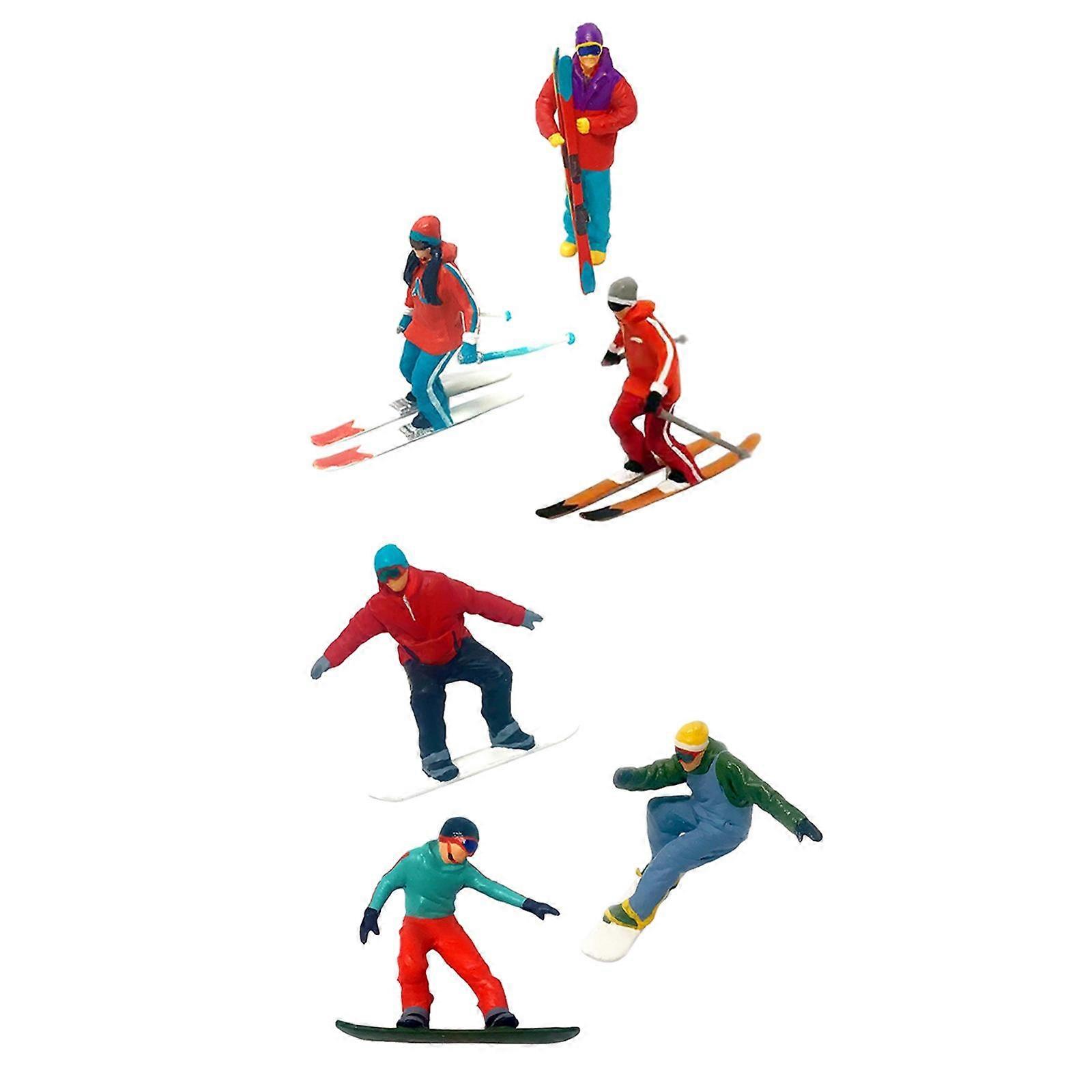 6 Pieces 1:64 Mini Skiing Model Tiny People Table Layout Scenery for DIY