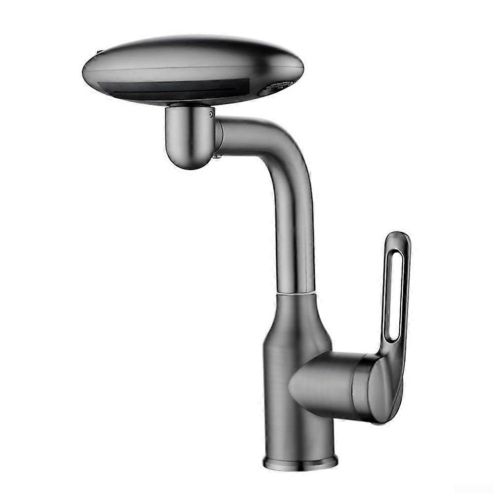 UFO Shape Stainless Steel Kitchen Tap 4 Modes Pull Down Spray Faucet with Filter System for Modern Bathroom Sink