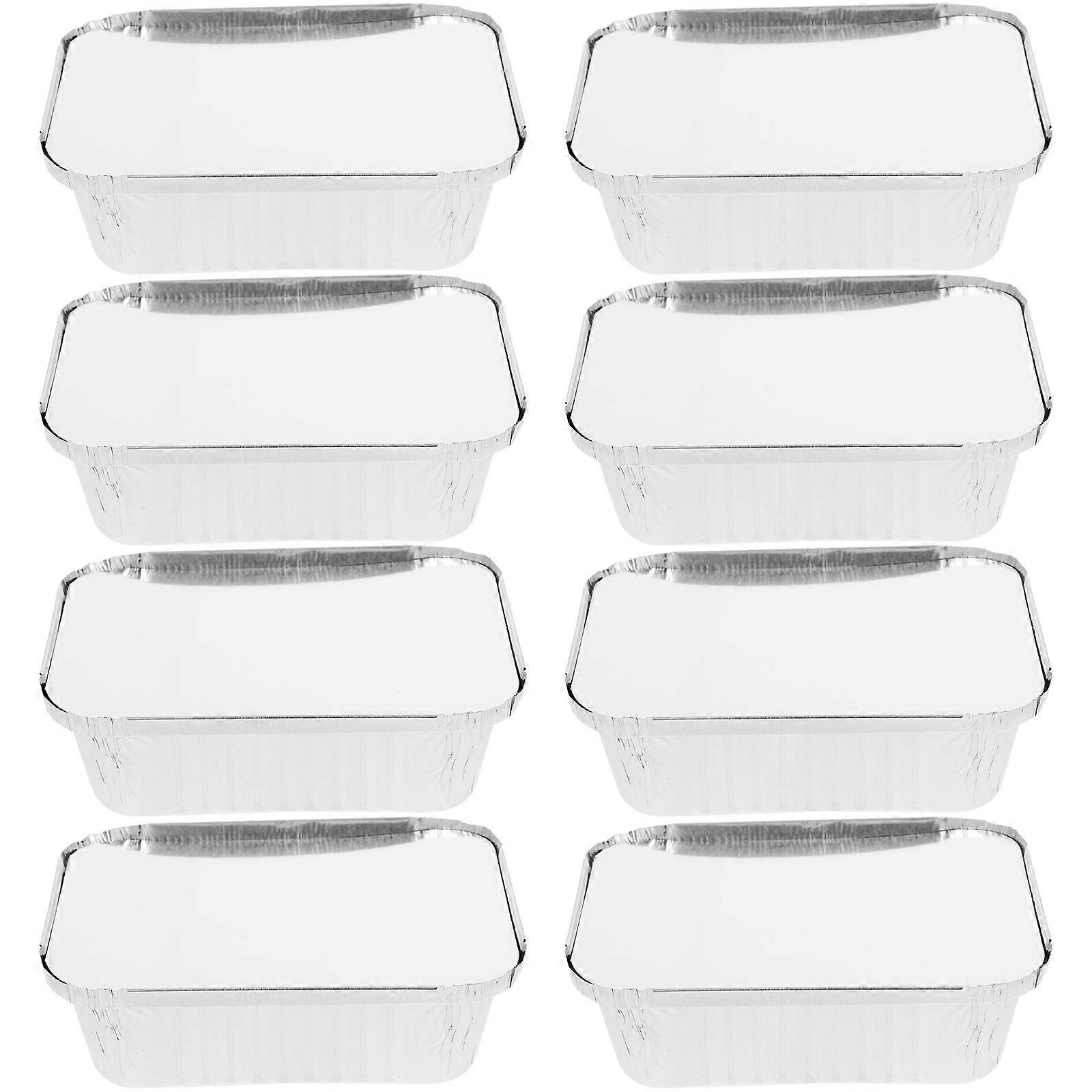 50pcs Baking Foil Boxes with Lids, Sturdy Food Containers for BBQ, Camping, High Temp Resistant, Stackable, Compact Design
