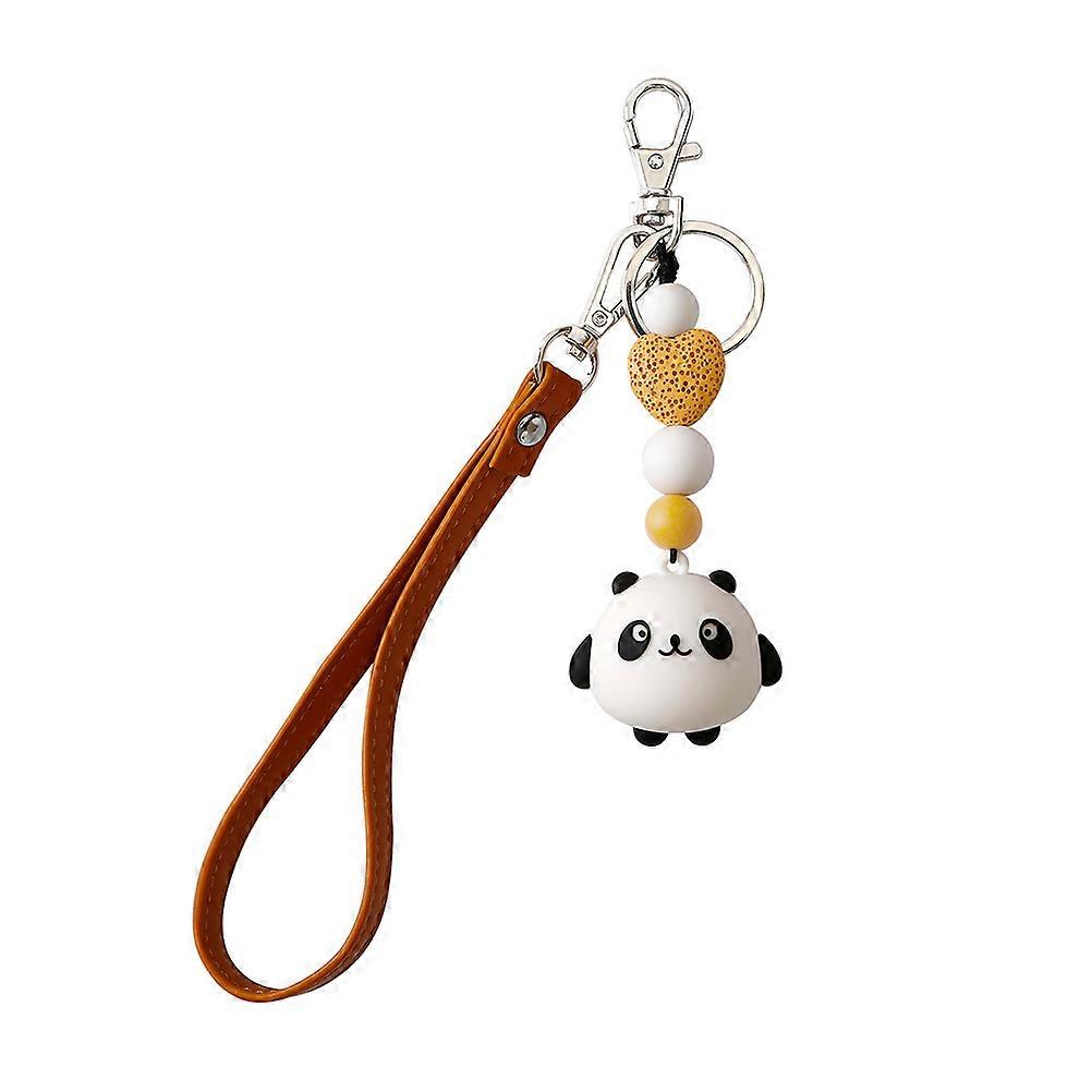 Panda Keyring Cartoon Animal Key Chain Pendant For Bag Decorator Holding Keys 14X4X1.5CM Silicone Alloy PVC Stone 1Pack