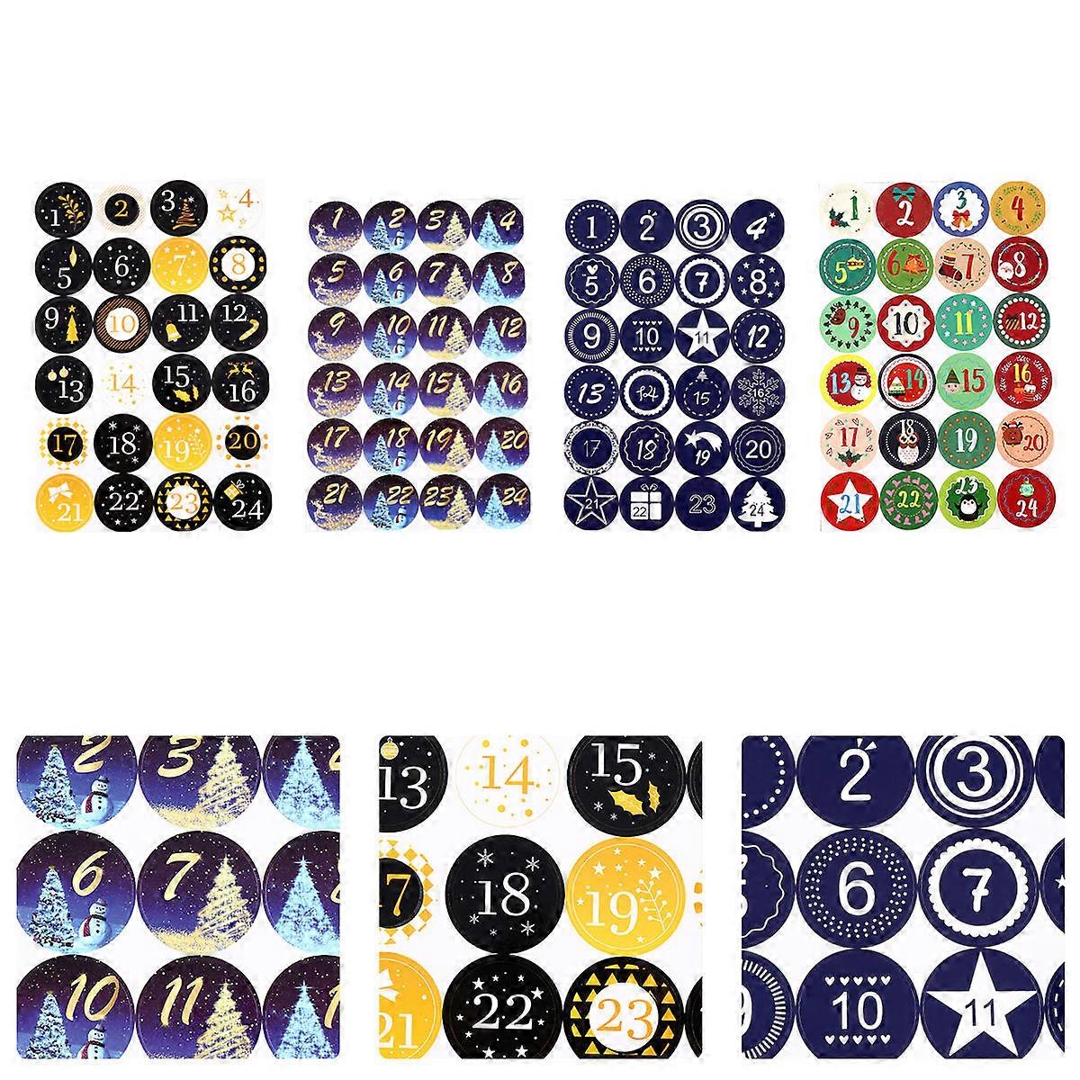 Self-Adhesive Stickers Seal Stickers Christmas Festival Atmosphere Paper Circular Decorative 12 Sheets