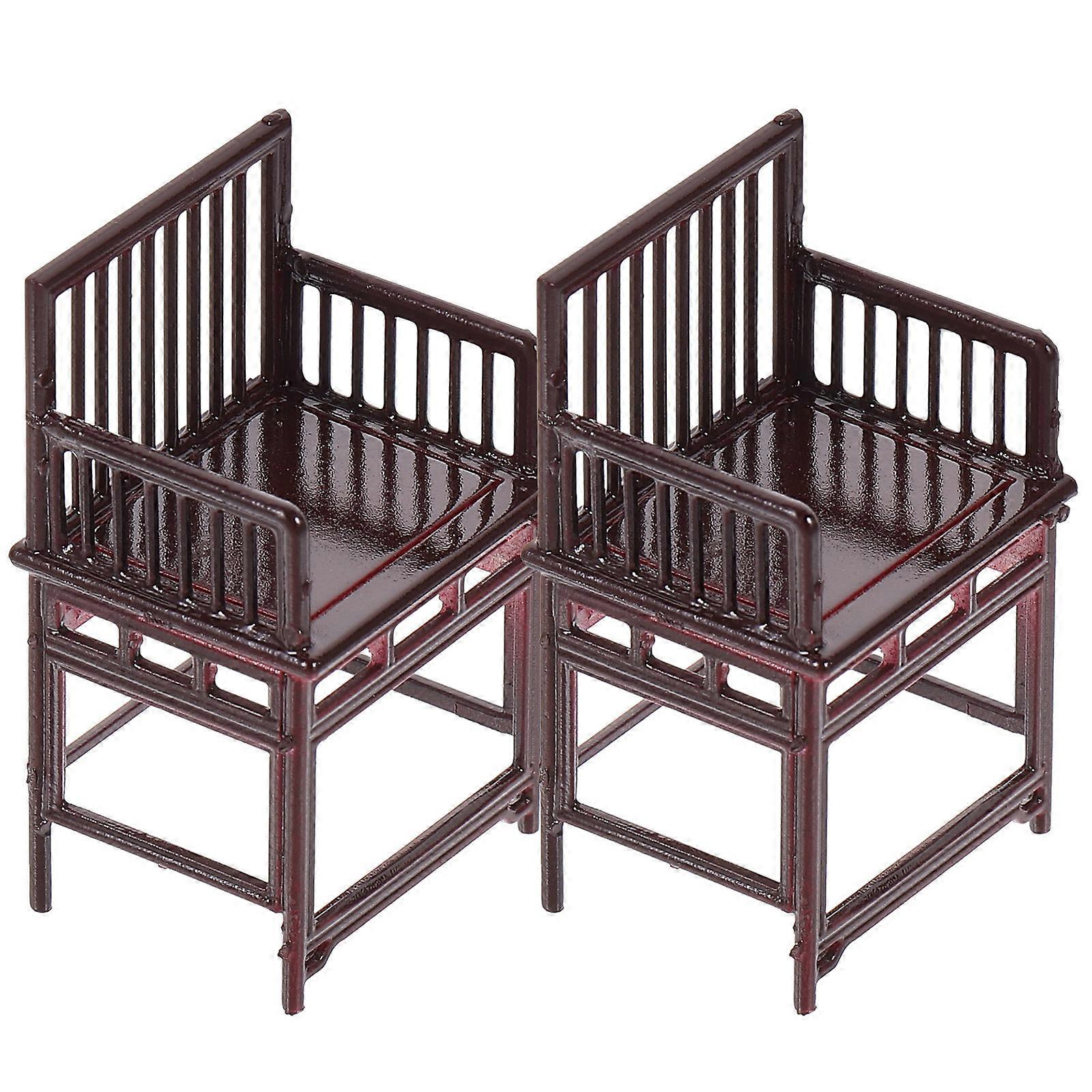 Mini Vintage Chairs Set of 2 – Durable Abs Dollhouse Furniture for Creative Play, Model Making, and Architectural Scenes