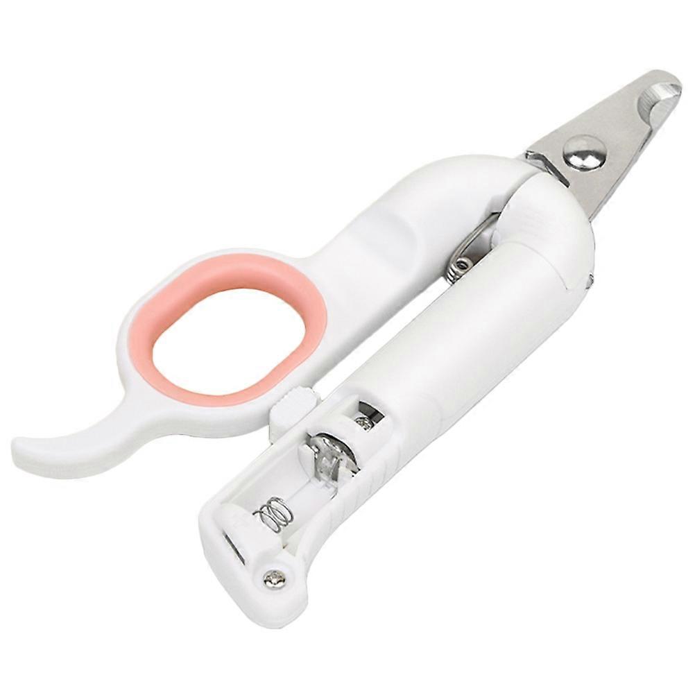 Cat Nail Clippers With Light Pet Grooming Tool Pink 14.4X6.2X2CM Detection Ergonomic Design 1Pack
