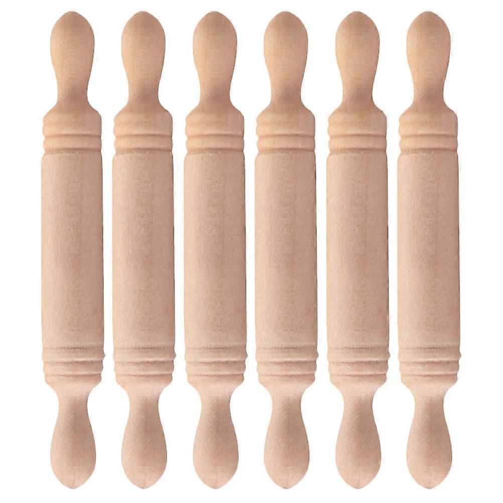 Small Rolling Pin Tiny Wood Photography Props Usage For Dollhouse Building 6Pcs