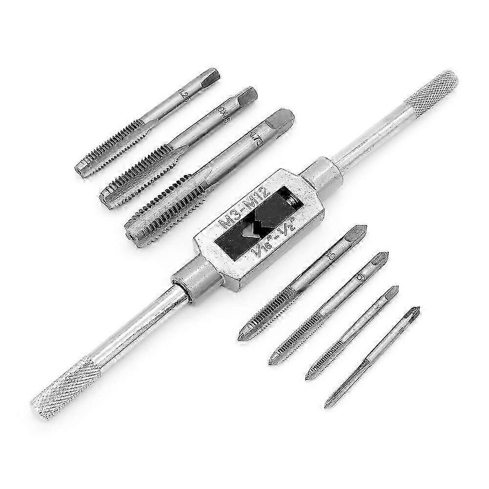 8 Pieces Metric Tap Set - Adjustable Hand Metric Thread Tap Tap With Wrench - M3 M4 M5 M6 M8 M10 M12