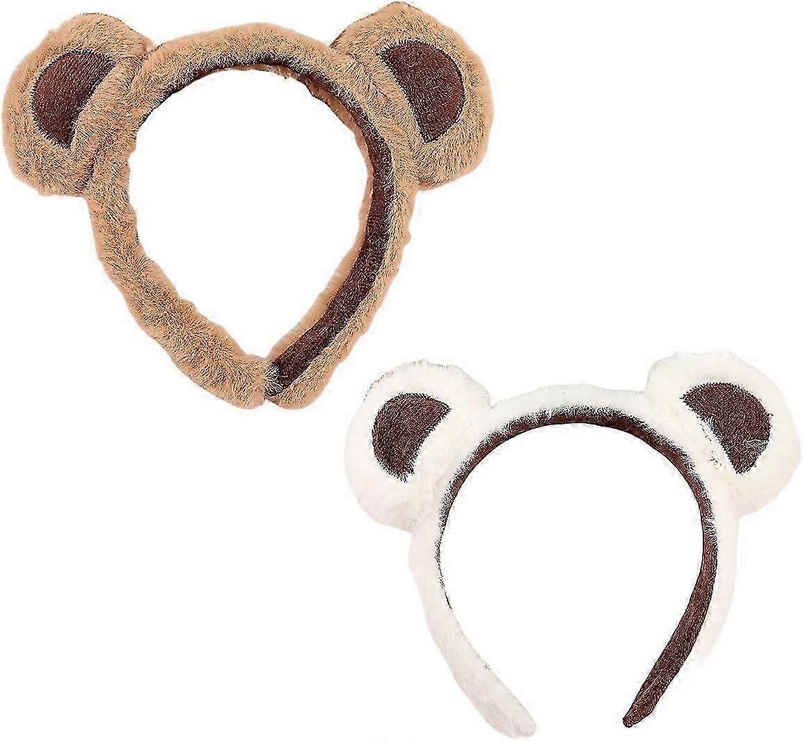 Cute Bear Ears Spa Headband 2 Pack - Soft Comfortable Hair Accessories
