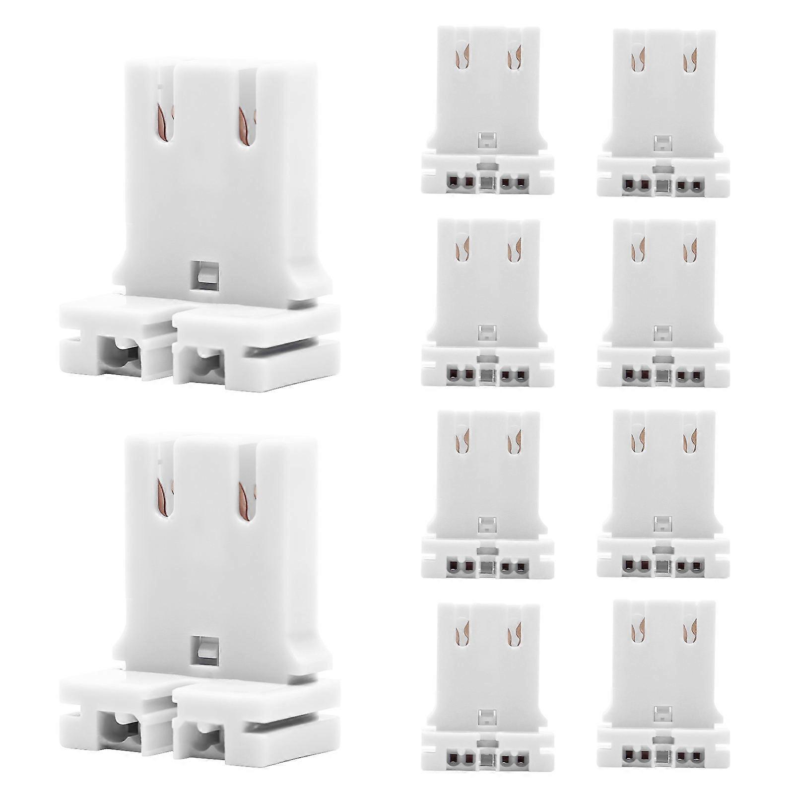 White Fluorescent Lamp Holder for Home Use Durable Easy Install PC Material 10pcs